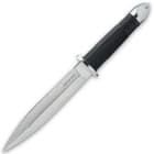 The 13 1/4” knife has a 7 5/8” full-tang 440A stainless steel blade with deep blood groove.