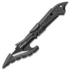 The harpoon is housed in a rubberized sheath.