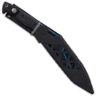 The fixed blade is 15 7/8” in overall length and can be carried and stored in a tough Vortec belt sheath