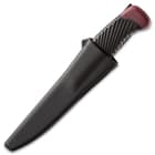 Bushmaster Maroon Carbon Steel Utility Knife - 1065 Carbon Steel Blade, Rubberized Handle, ABS Self-Draining Sheath