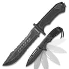 USMC Brotherhood Two-Piece Set With Sheath - Officially Licensed, 3Cr13 Stainless Steel Blades, Polymer Handles