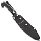Black Ronin Stealth Machete And Sheath - Stainless Steel Blade, Black And Satin Finish, Wooden Handle - Length 16"