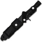 The nylon belt sheath that houses the bayonet has multiple attachment options and a removable ammunitions pouch