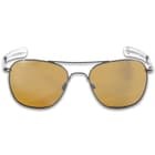 Eagle Eyes Freedom Gunmetal Silver Mirrored Sunglasses- Stainless Steel Frames, Polarized Lenses, Silicone Nose Grips