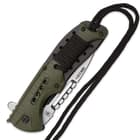 SOA Scout Assisted Opening Pocket Knife - OD Green with Black Paracord Wrapping