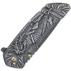Shadow Warrior Assisted Opening Pocket Knife | DamascTec Steel Blade | Black And Gold