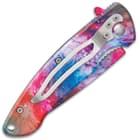 Cosmic Cloud Assisted Opening Pocket Knife - Stainless Steel Blade, Stainless Steel Handle, All-Over 3D Printed Artwork, Pocket Clip