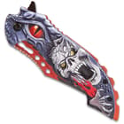 Screaming Skull And Dragon Assisted Opening Pocket Knife - Stainless Steel Blade, 3D Sculpted Aluminum Handle Scales, Pocket Clip
