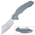 The pocket knife is 8 1/2” in overall length, 5” when closed, and it has a sturdy stainless steel pocket clip for ease of carry
