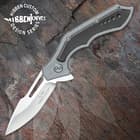 Hibben Hurricane Pocket Knife - 7Cr17 Stainless Steel Blade, CNC Machined, Ball Bearings, Black G10 Handle Scales