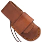 The pocket knife is 7 1/2” in overall length, is 4 1/2” when closed and it can be carried in a premium leather belt sheath