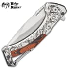 ridge runner doc holidaywooden and laser etched pocket knife with carabiner clip