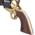 1851 Navy Sheriff Black Powder Pistol - .44 Caliber, Single Shot, Brass Frame, 5 1/2” Blued Barrel, Wooden Grip