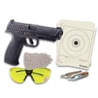 Crosman Remington RP45 CO2 Powered Air Pistol Kit - Steel Barrel, Polymer Frame, Metal Slide, 250 BBs, Safety Glasses, Targets