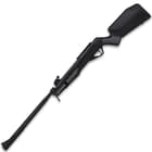The air rifle has an all-weather, synthetic stock with Soft-Touch inserts and a sling mount and a rifled steel barrel