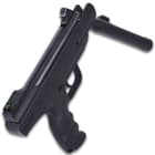 The break-barrel, pellet-firing air pistol is powered by the Umarex TNT gas piston and has an integral SilenceAir suppressor
