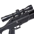 A 4x32 scope that mounts to the Picatinny rail is included in the package