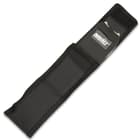 The 6” overall, rechargeable stun gun can be easily carried in its tough nylon belt holster and a charging cord is included