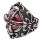 Ornate Red Jewel Cross Ring