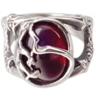 Red Roots - Men's Stainless Steel Ring with Red Stone Accent