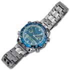 The watch band is rust-resistant stainless steel with a unique stainless steel table buckle and strong stainless steel pins