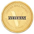 Veteran Tribute Challenge Coin - Crafted Of Metal Alloy, Detailed 3D Relief On Each Side, Collectible - Diameter 1 5/8”