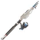 Automatic Telescoping Fishing Rod And Reel - Metal And Stainless Steel Construction, Padded Handle, Mounting Prongs - Length 8’