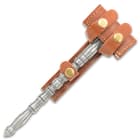 The 9 1/2” overall gavel comes with a genuine leather belt sheath that protects the head and is secured with snaps