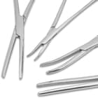 Six-Piece Ultimate Hemostat Set - Stainless Steel Construction, Serrated Tip, Self-Locking Feature, Variety Of Uses