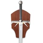 Spiked Sword Of The Highlands And Display Plaque - Stainless Steel Blade, Faux Leather Wrap, Metal Alloy Handle - Length 49 1/2”