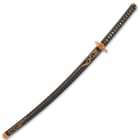 A view of the sword in its matching scabbard