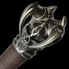 Vorthelok sword with detailed skull cast metal hilt and antiqued iron metal finish

