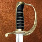 Texas Dragoon Saber With Scabbard - 1065 High Carbon Steel Blade, Leather Handle, Wire-Wrapped, Solid Brass Hilt