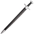 Viking Ulfberht Sword With Scabbard - High Carbon Steel Blade, Wooden Handle, Leather Wrapped - Length 35 3/4”