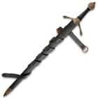 Bannockburn Sword With Scabbard - High Carbon Steel Blade, Double Fullers, Leather-Wrapped Handle, Solid Brass Fittings