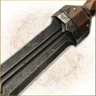 Zoomed view of the hilt of the Sword of Fili, made with solid metal and hard acrylic, with unique shape. 