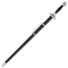The 36 1/2” overall display sword is complemented by a black, TPU scabbard, which features a polished metal mouth and tip