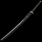 Sokojikara Golden Tiger Katana And Scabbard - T10 Clay Tempered Steel Blade, Genuine Black Rayskin, Brass Tsuba And Fittings -Length 39 3/4”