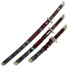 3 Pc. Red Oda Nabunga Samurai Ninja Sword Set