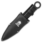 Super Spartan Throwing Dagger With Nylon Sheath - Stainless Steel Construction, Non-Reflective, Cord-Wrapped Handle - Length 14 3/4”