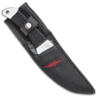 All three knives housed within a durable black nylon sheath with hard liner.