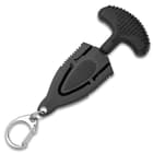 Combat Commander Mini Black Push Dagger - Sheath Has Keyring And Clip - Serrated Blade - 2 3/4” Length