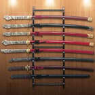 Black Wall Mount Sword Display - Holds Eight Swords
