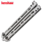 Kershaw Lucha Butterfly Knife - 14C28N Stainless Steel Blade, Steel Handle, Dual KVT Ball-Bearing Pivots - Closed 5 4/5”