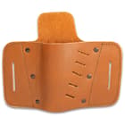 The pistol holster is expertly crafted of premium leather with an open bottom design and features an embossed US medallion