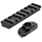 There are two M-LOK accessories in the package, which include one eight-slot Picatinny rail section and a QD sling swivel adaptor