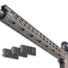 The handguard is made of black anodized, aircraft grade aluminum and has an integral anti-rotation tab for rock-solid locking