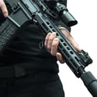 A three-slot Picatinny rail is at the front and rear of the handguard and it’s compatible with left or right-handed mil-spec upper receivers