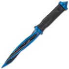 The 5 3/4” boot knife blade extends from a glass-fiber-reinforced nylon handle with a skull crusher pommel