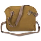 Finnish Military Issue Gas Mask Bag - Used - Olive Drab Heavy-Weight Canvas, Cotton Webbing Strap, Metal Hardware